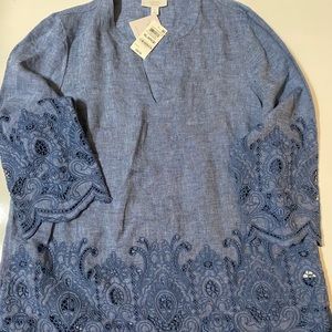 Linen Charter Club blue top